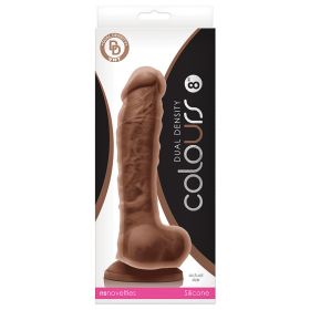 Colours Dual Density Dildo- 8" (Color: brown)