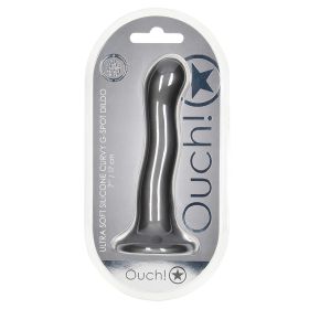 Ouch! Ultra Soft Silicone Curvy G-Spot Dildo- 7" (Color: Gun Metal)