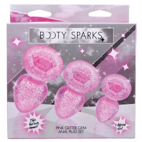 Booty Sparks Glitter Gem Anal Plug Set- (Color: Pink)